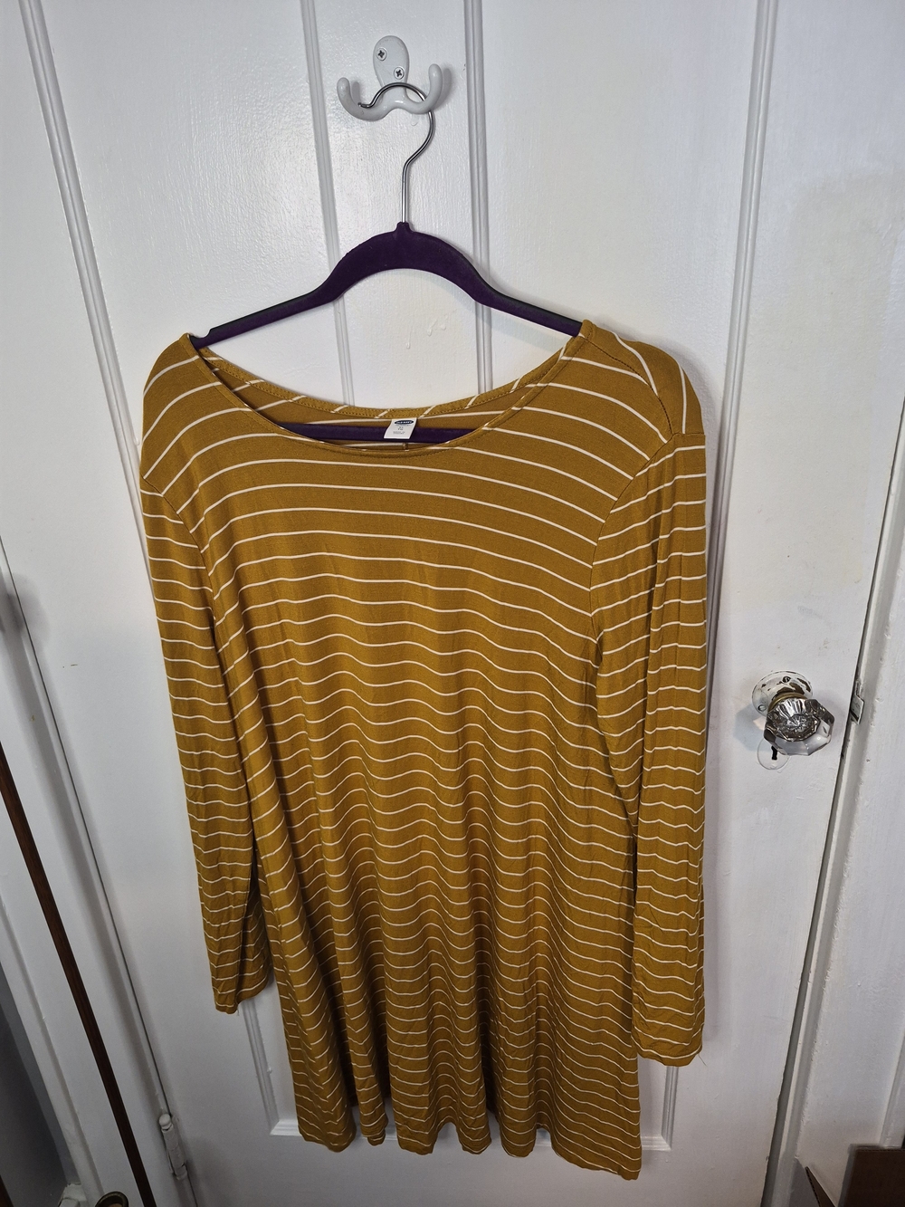 Old Navy Mustard Striped Long-Sleeve Swing Dress